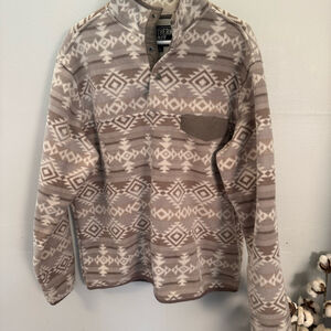 Southern Grit Fleece Pullover – Aztec Print, Size Large